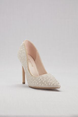 Pointed-Toe Pumps with Pearl and Crystal Detail | David's Bridal